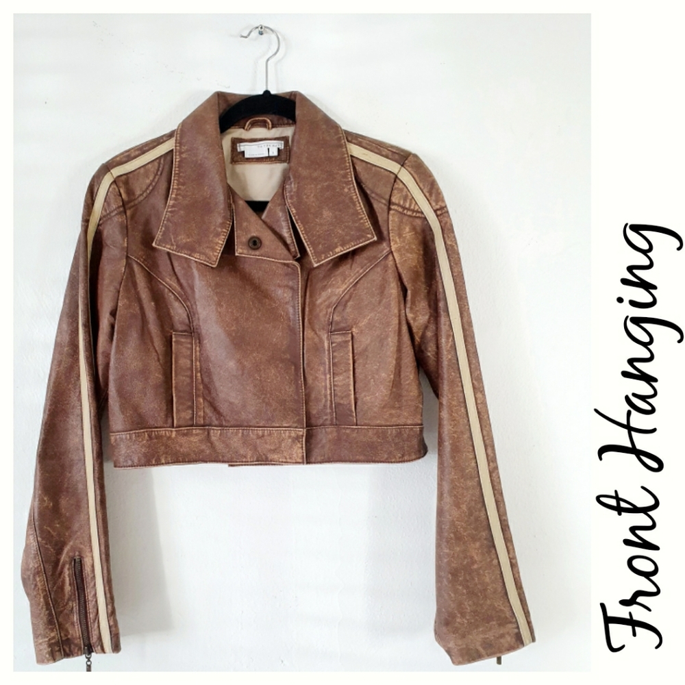 Genuine Leather Brown Cropped Jacket - Picture 3 of 15